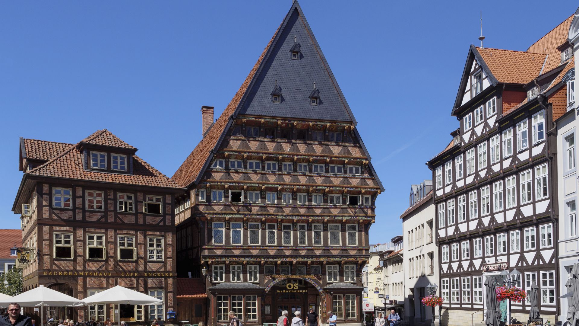 Bäckeramtshaus-Café Engelke, Museum Knochenhauerhaus und Stadtschenke am historischen Marktplatz, Hildesheim