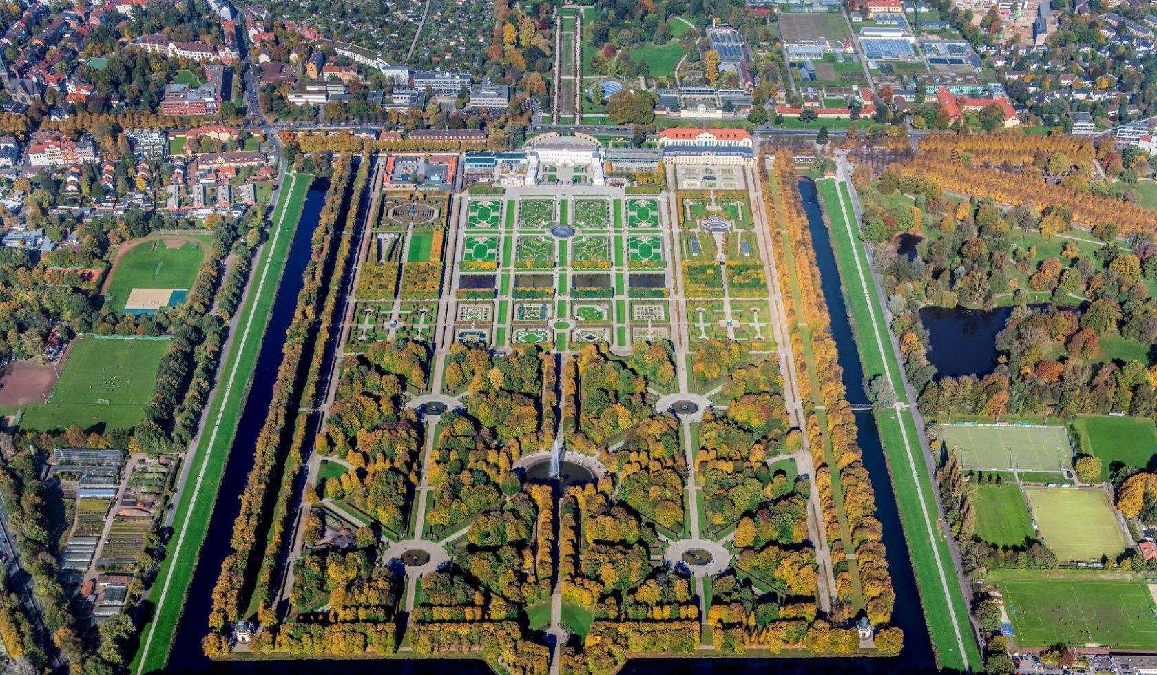  Herrenhausen Gardens Komplet oversigt fra luften, © Martin Elsen