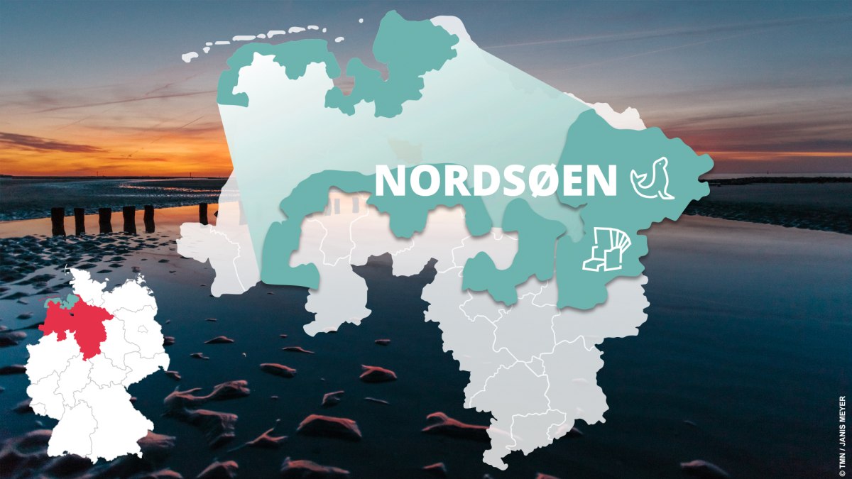 kort over Nordsøferieområdet med seværdighede