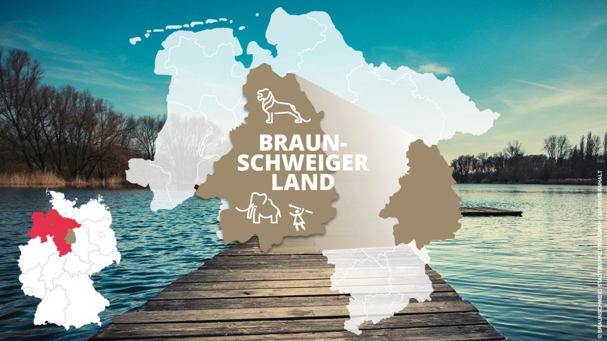 kort over Braunschweiger-landet med seværdigheder